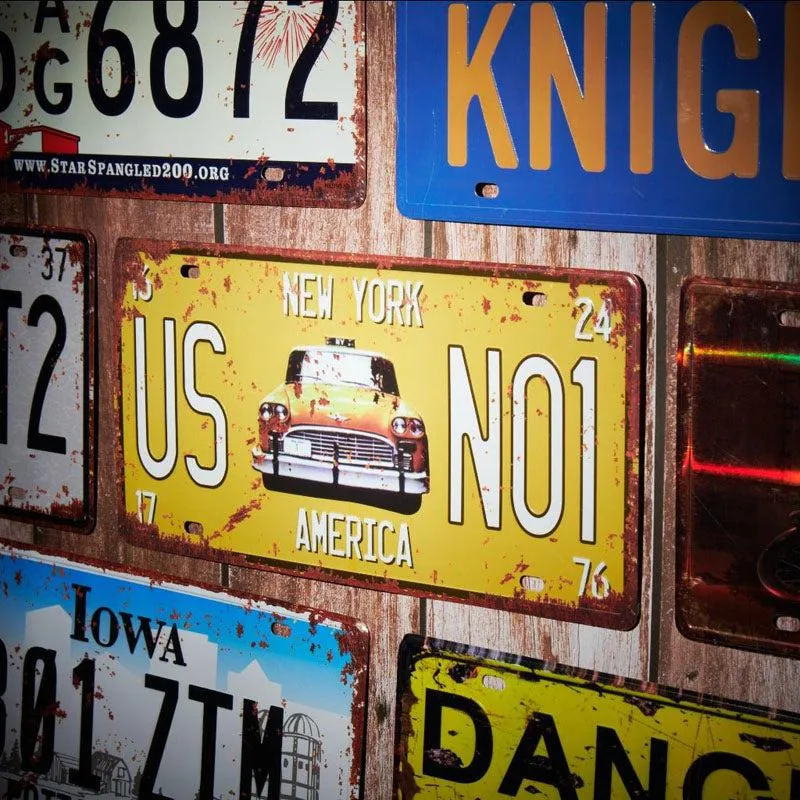Taxi Us No1 Number Plate Metal Wall Accent media 1