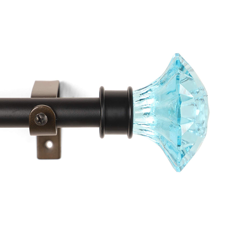 Etherea Extendable 1" Single Curtain Rods With Urn Finial & Brackets (Blue) media 3