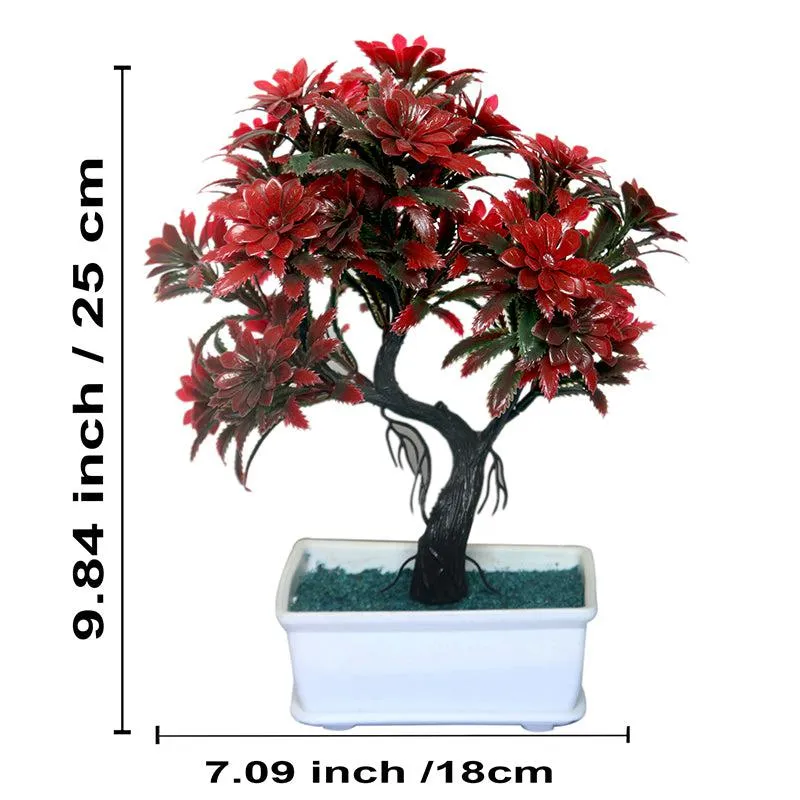 Faux Red Flurry Bonsai With Black Plastic Pot media 5