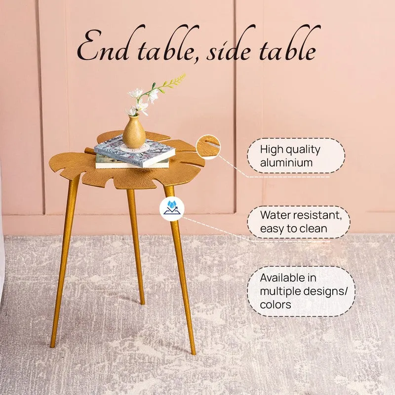 Monstera Leaf Accent Table - Gold media 4