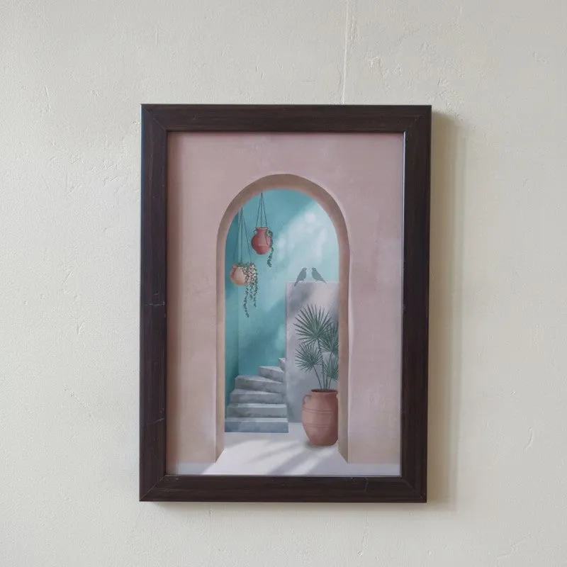 Desert Horizon & Arch Wall Painting With Frame - Set Of Three media 4