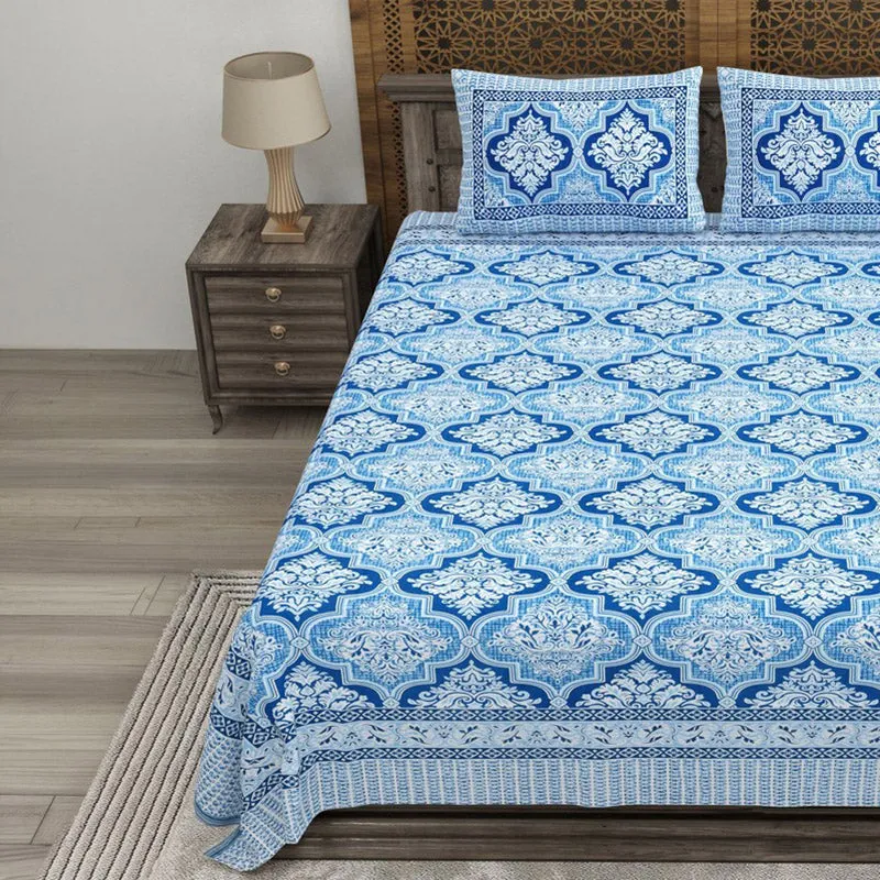 Craftva Cotton Bedsheet (Blue) - 240 TC media 3