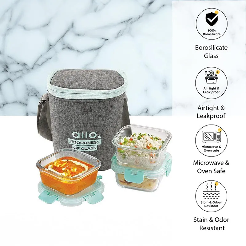Jonas Lunchbox With Square Denim Grey Bag (310 ML) - Set Of Three media 1