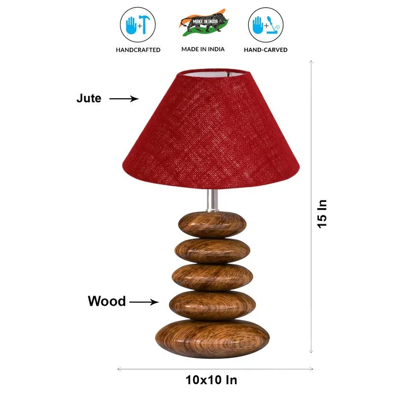 Gloworix Jute Table Lamp With Wooden Base - Maroon media 8