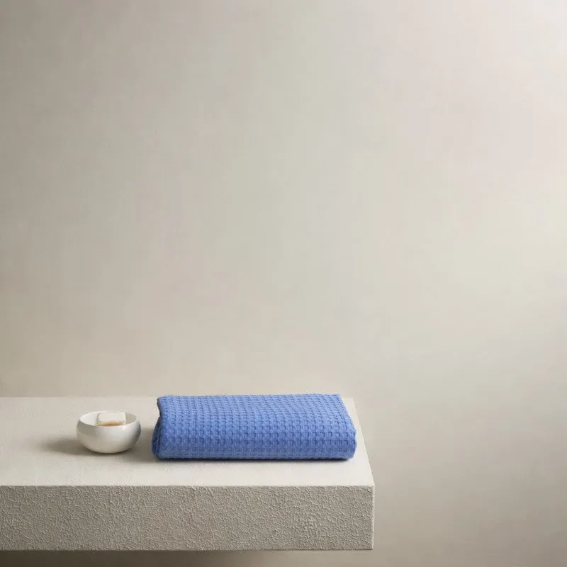 Ambar Waffle Weave Cotton Bath Towels - Blue media 1