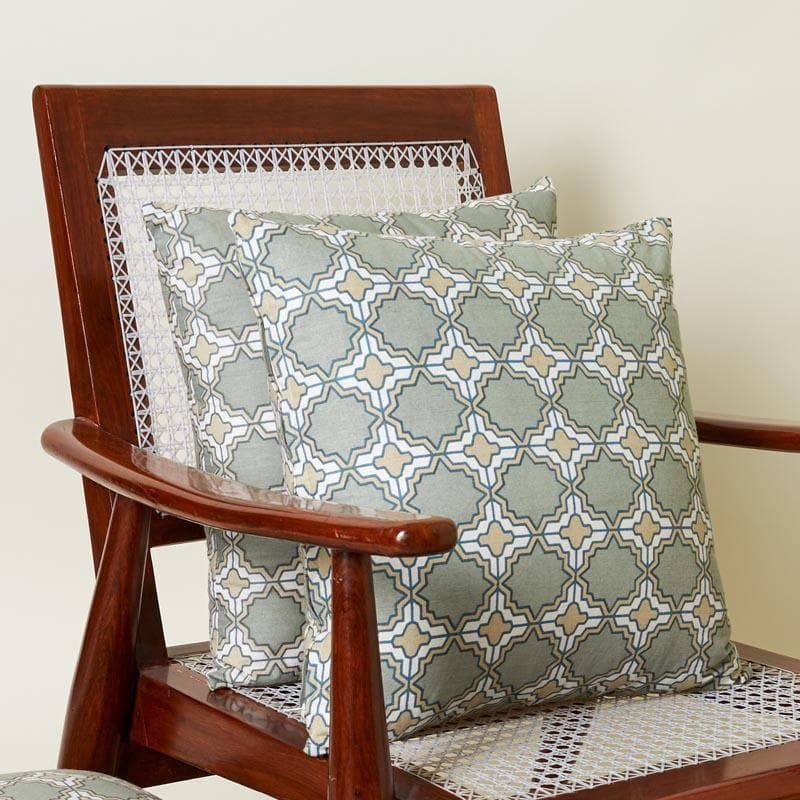 Marrakesh Tile Cotton Cushion Cover (Grey) - Set Of Two media 2
