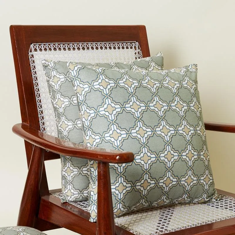 Marrakesh Tile Cotton Cushion Cover (Grey) - Set Of Two media 2