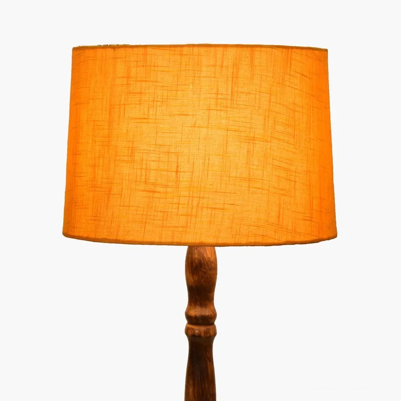 Heritage Turned Wooden Floor Lamp - Orange & Brown media 4