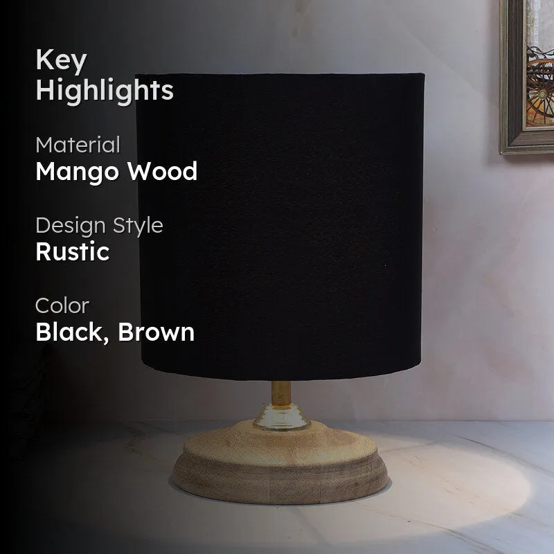 Bisara Pebble Solid Mango Wood Table Lamp - Black,Brown media 2
