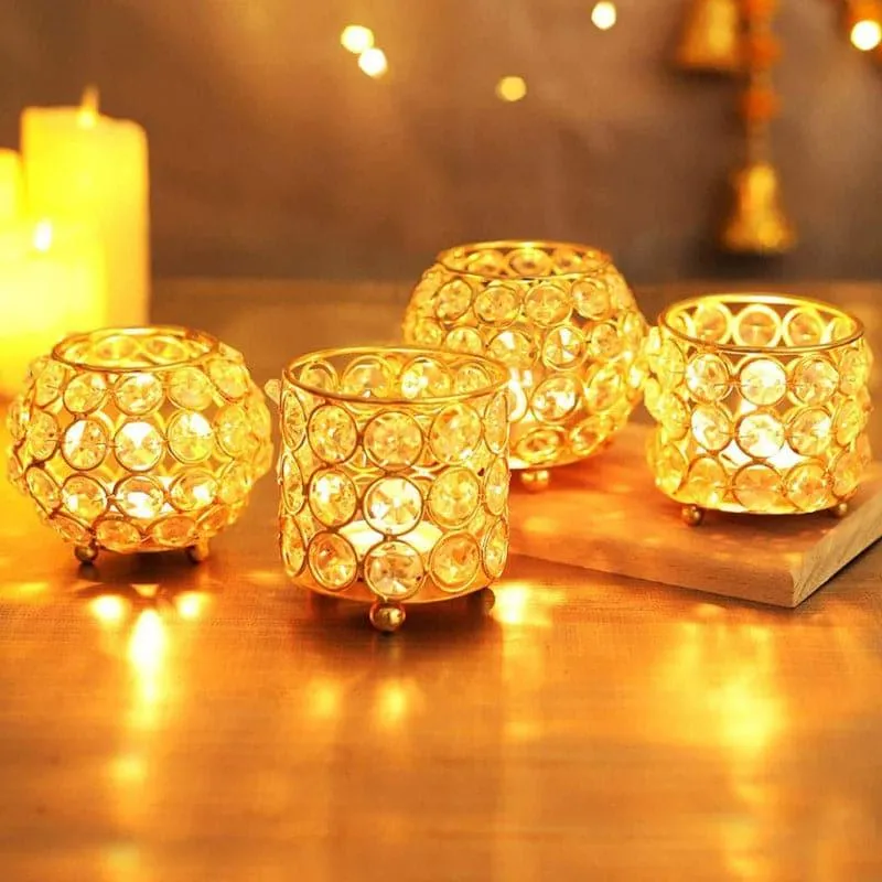 Crystal Fenora Tealight Candle Holder - Set Of Four media 1