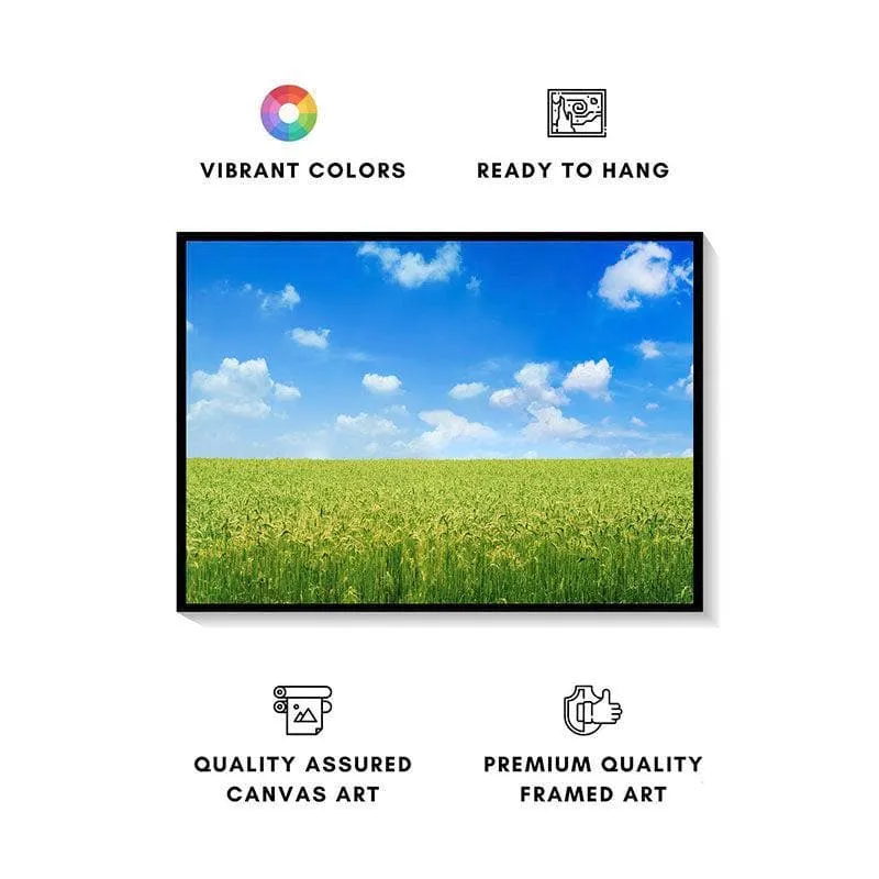 Green Field Canvas Wall Painting - Black Frame media 4
