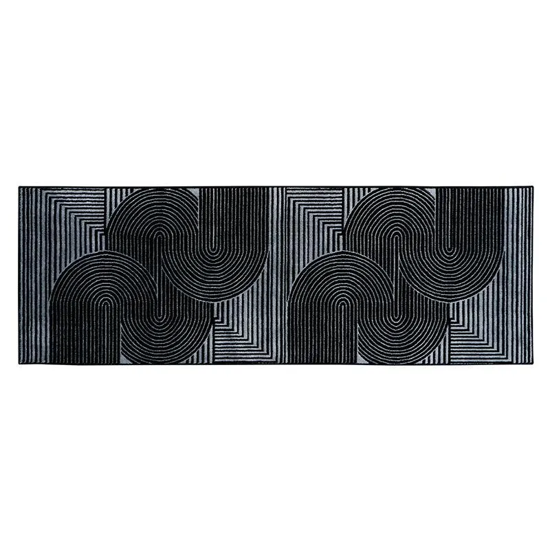 Icaria Non-Anti Skid Nylon Runner Rug - Grey & Black media 5