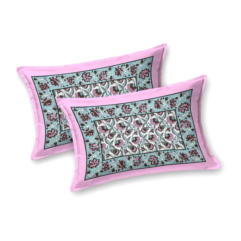 Lineet Cotton Bedsheet (Green,Pink) - 240 TC media 4