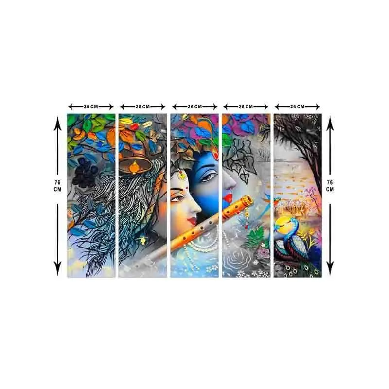 Radha Krishna Wall Art - Five Piece Set media 7