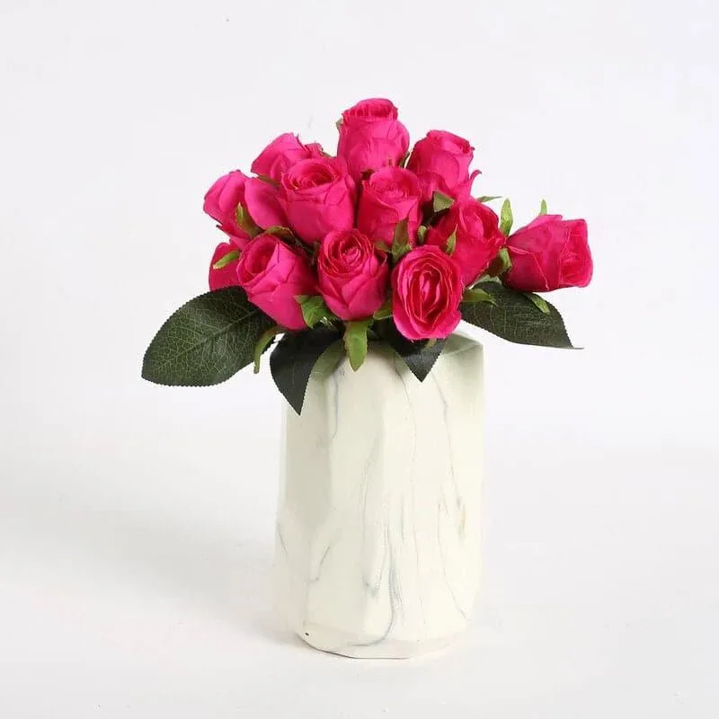 Faux Rose Flower Bunch - Dark Pink media 3