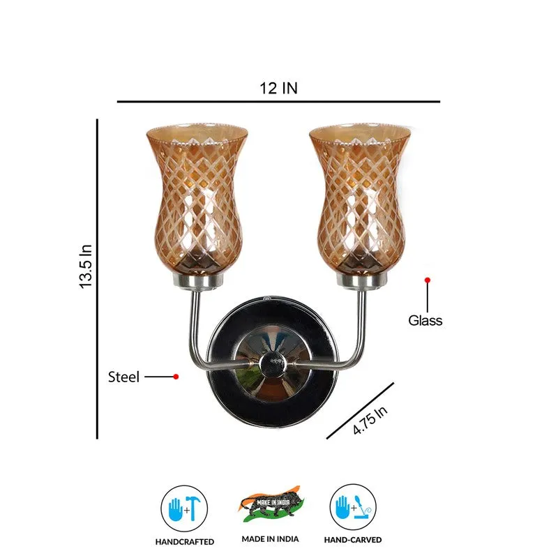 Honey Glow Silver Base Decorative Glass Wall Lamp media 10
