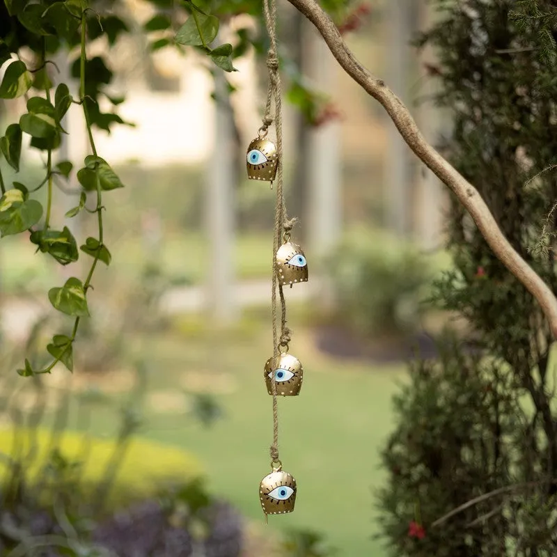 Golden Evel Eye Decorative Hanging Bell - Set Of Five media 1