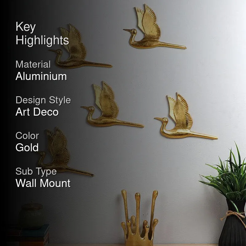 Golden Flock Aluminium Wall Accents - Set Of Five media 2