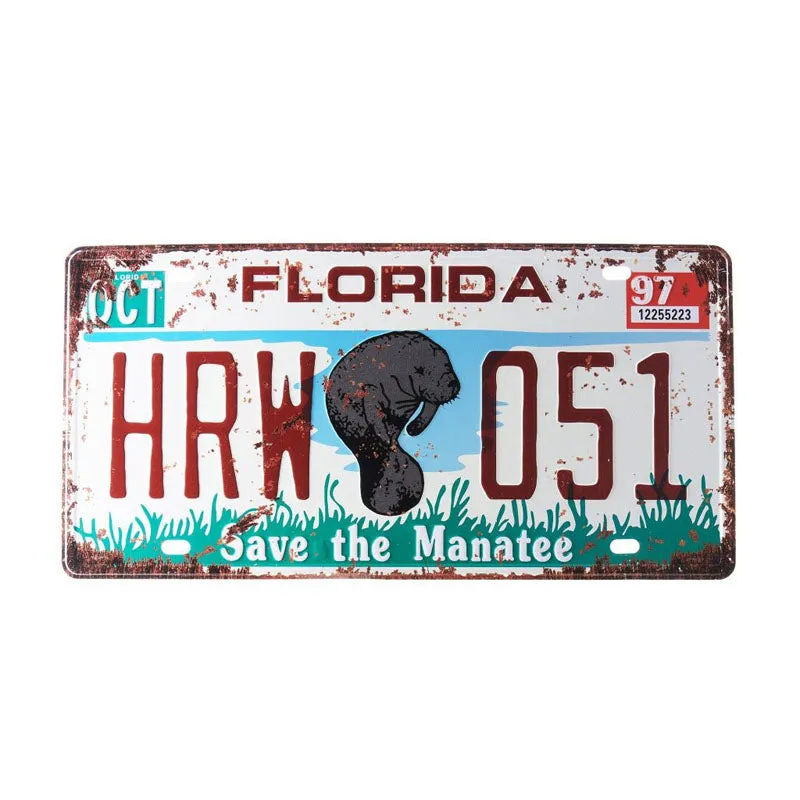 Florida Hrw 051 Number Plate Metal Wall Accent media 6