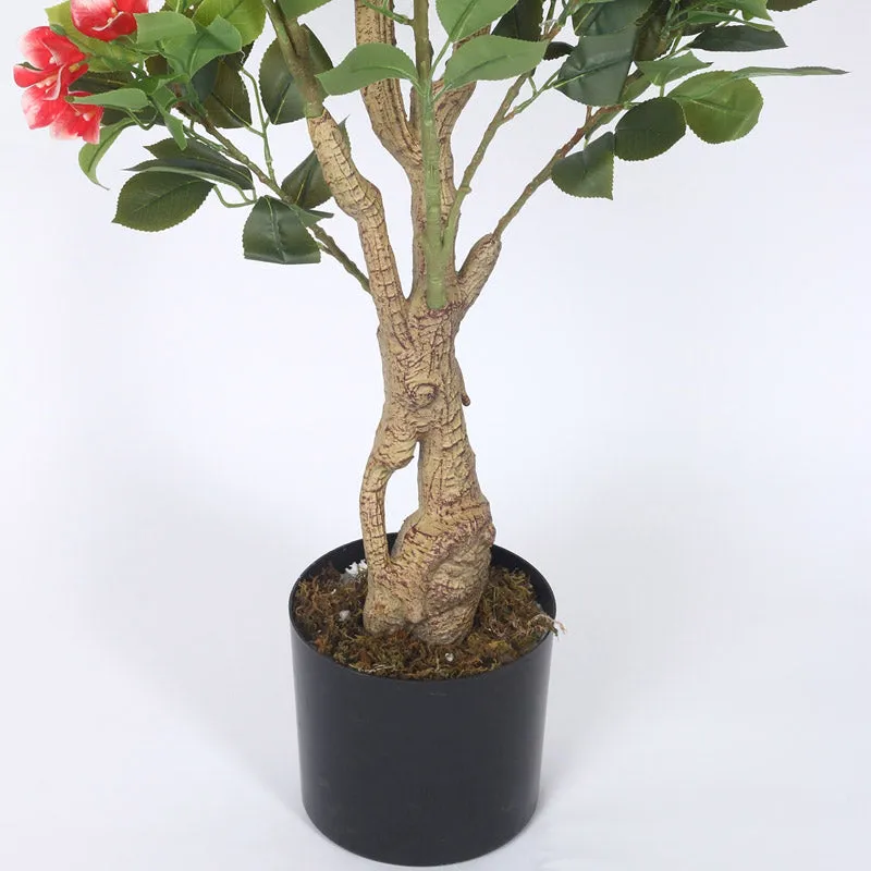 Faux Realtouch Red Bougainvillea Plant With Black Plastic Pot - 4.1 Feet media 7