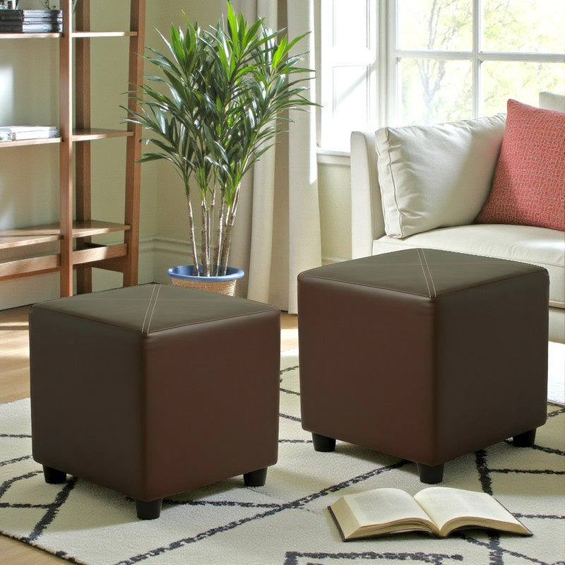 Lrixon Pine Wood Pouffe (Brown) - Set Of Two