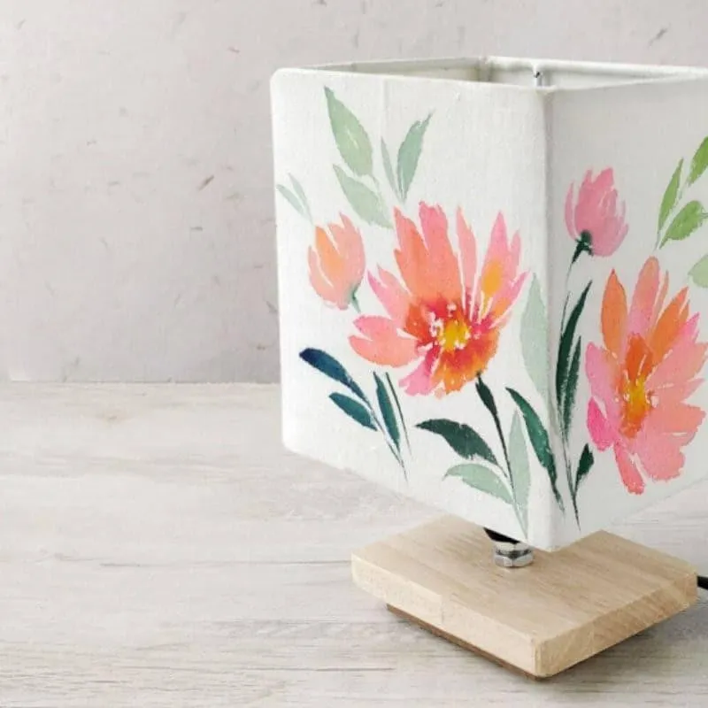 Pashto Flora Handpainted Fabric Table Lamp - Multicolor media 4