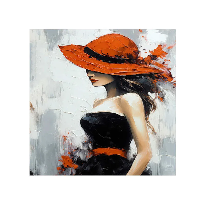 Fashion Lady With Hat Wall Painting media 5