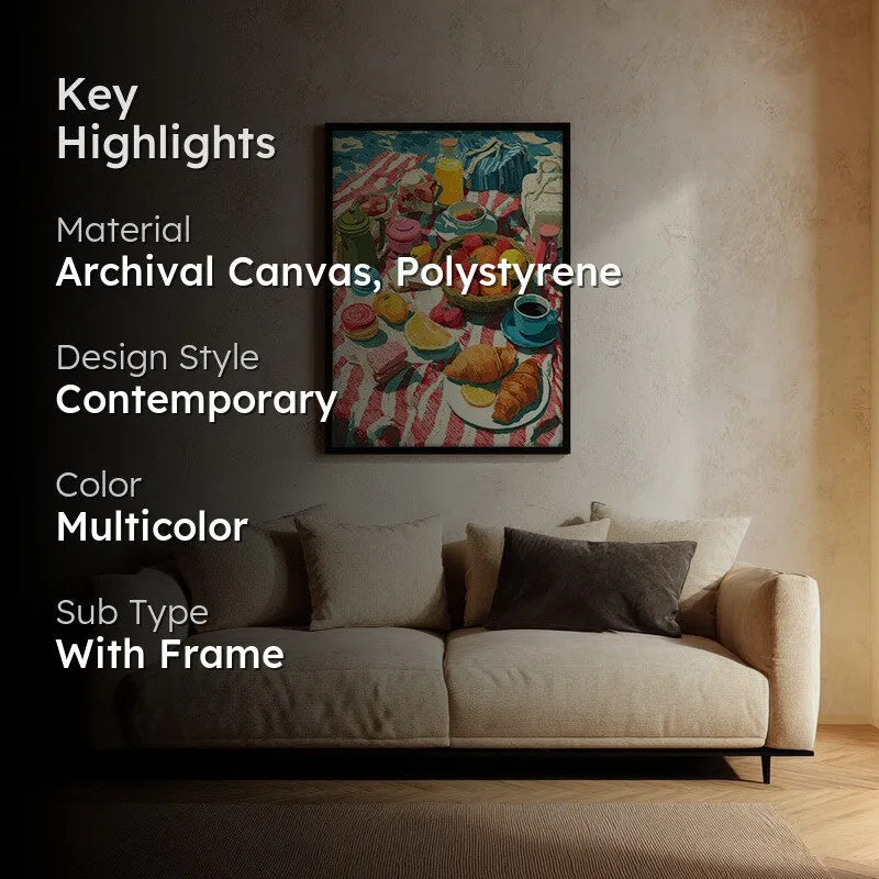 Croissant Glow Canvas Wall Painting - Black Frame media 2