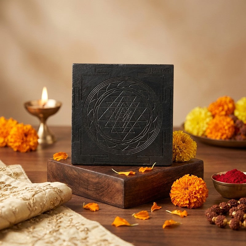 Sacred Shri Yantra Energy Wooden Showpiece