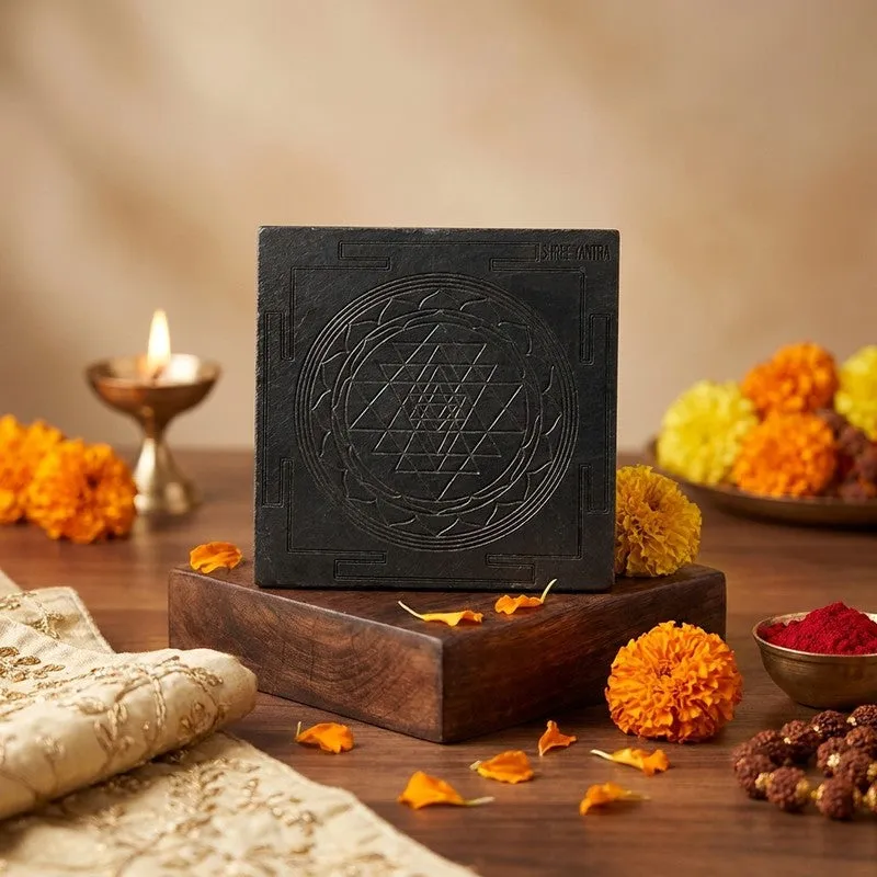 Sacred Shri Yantra Energy Wooden Showpiece media 1