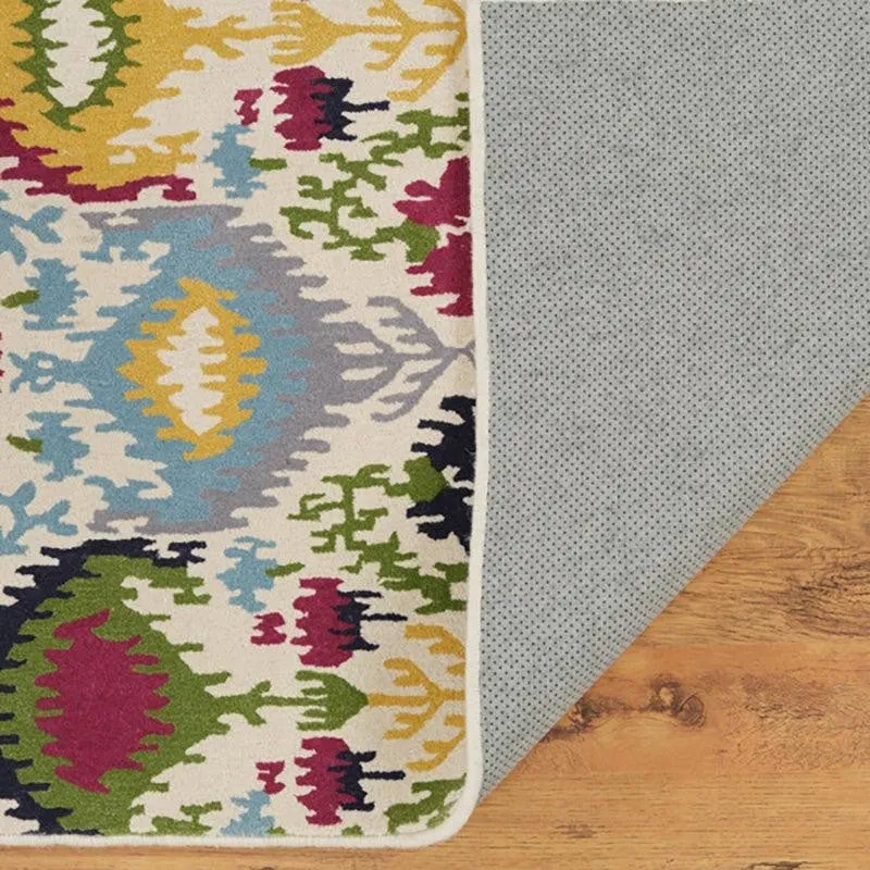 Saruman Hand Tufted Ethnic Wool & Nylon Carpet - Beige & Green media 6