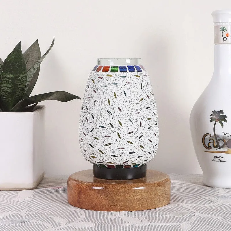 Flazora Glass Table Lamp With Wooden Base - Multicolor media 4