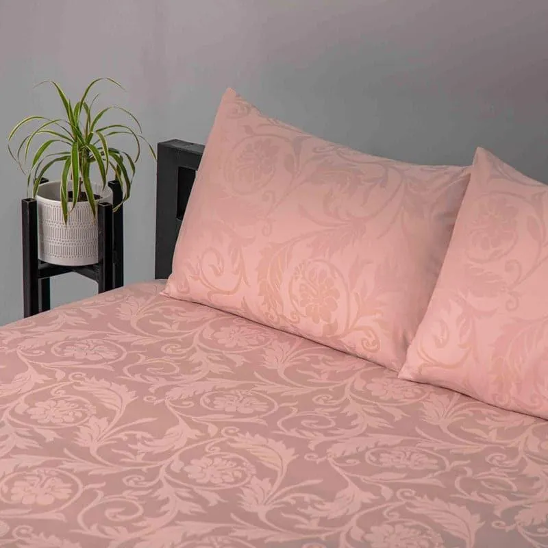 Fruva Vine Floral Cotton Bedsheet (Pink) - 300 TC media 4