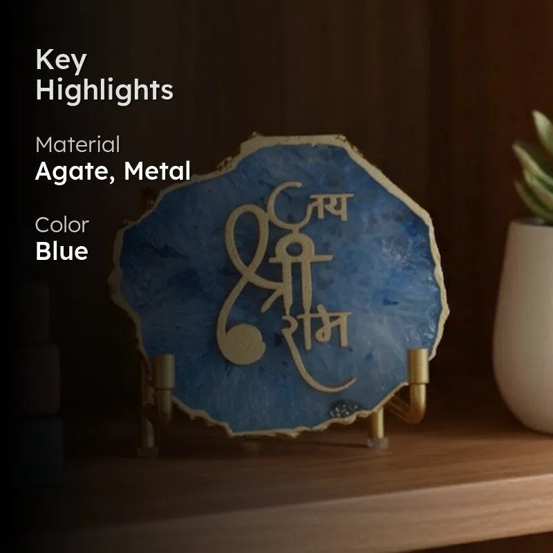 Jai Shri Ram Handcrafted Agate Religious Accent - Blue media 2