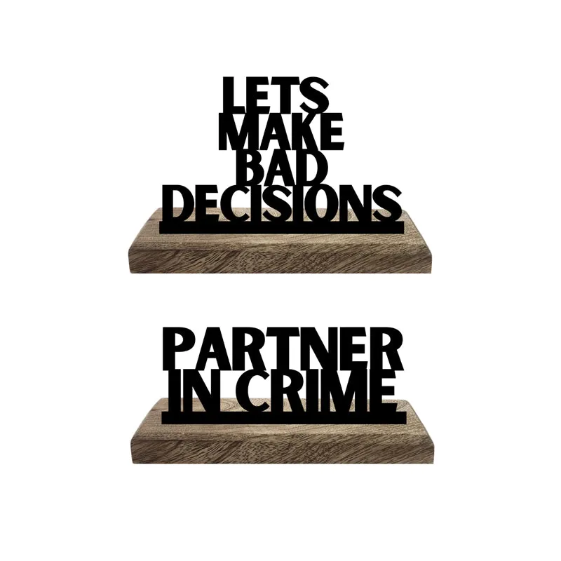 Partner In Crime Typography Showpiece - Set Of Two media 4