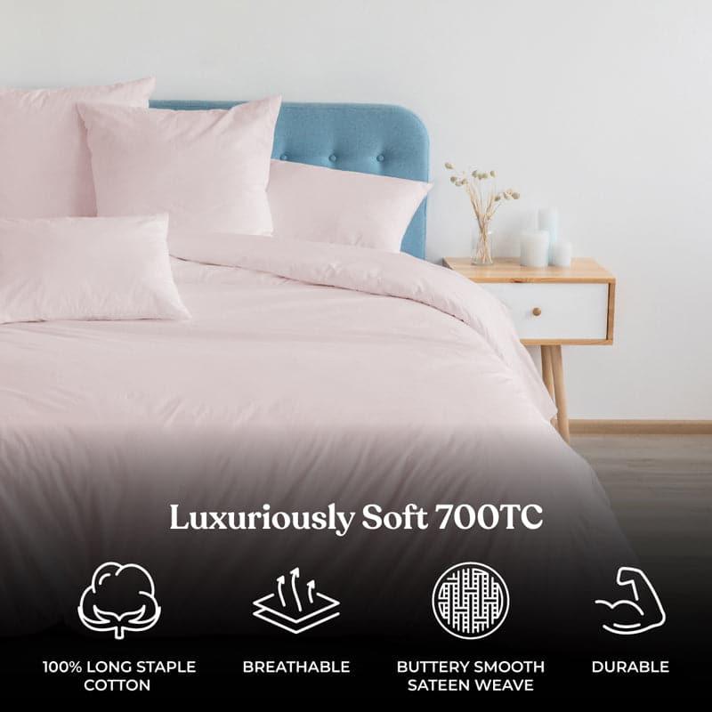Freyda Solid Cotton Bedsheet (Pink) - 700 TC media 7