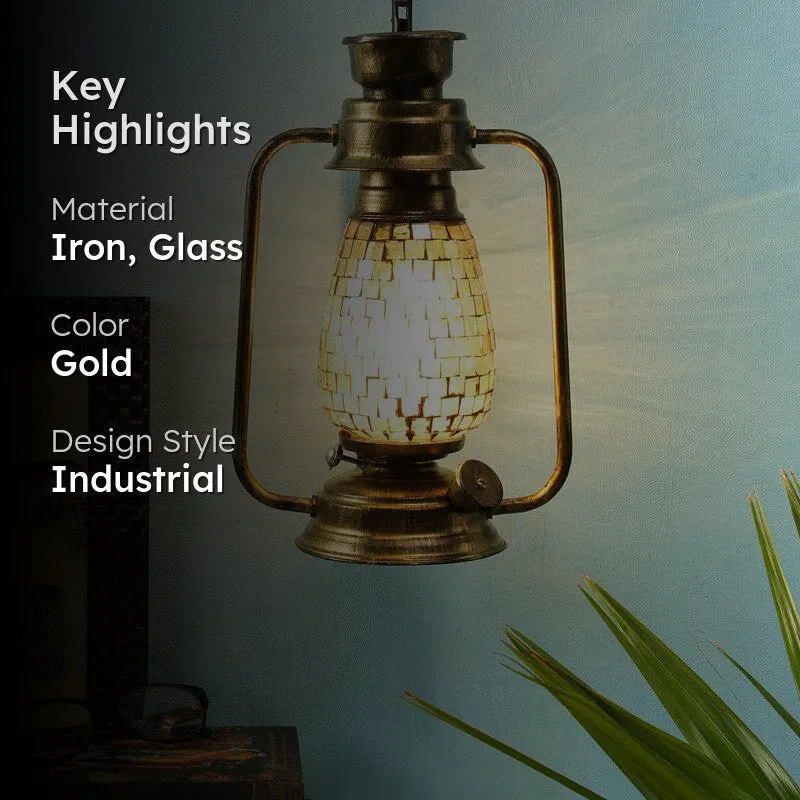 Avina Mosaic Lantern Iron Wall Lamp - Gold media 2