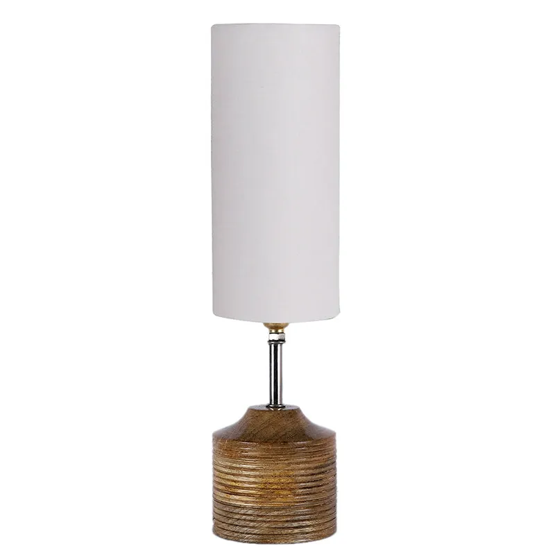Vida Wooden Table Lamp With Bamboo Shade - Grey,Brown media 4