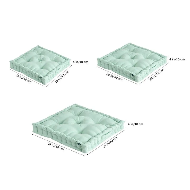 Fluffscape Solid Cotton Floor Cushion - Sage Green media 9