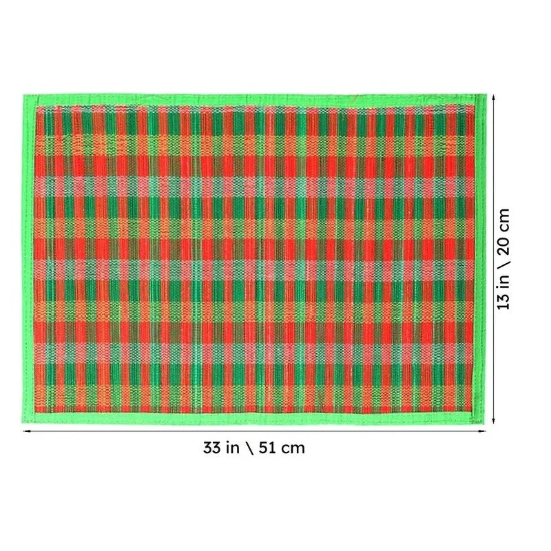 Chequered Zen Bamboo Table Mat (Green) - Set Of Six media 5