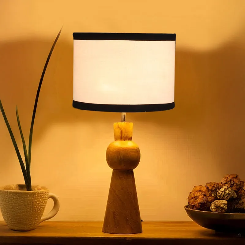 Angler Edge Wooden Table Lamp - White,Brown,Black media 1