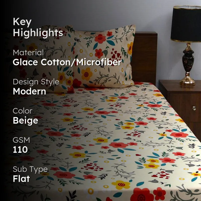 Darika Floral Microfiber Bedsheet - 110 GSM media 2