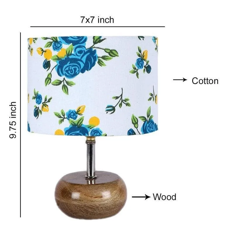 Blue Floral Fabric Table Lamp - Multicolor media 7