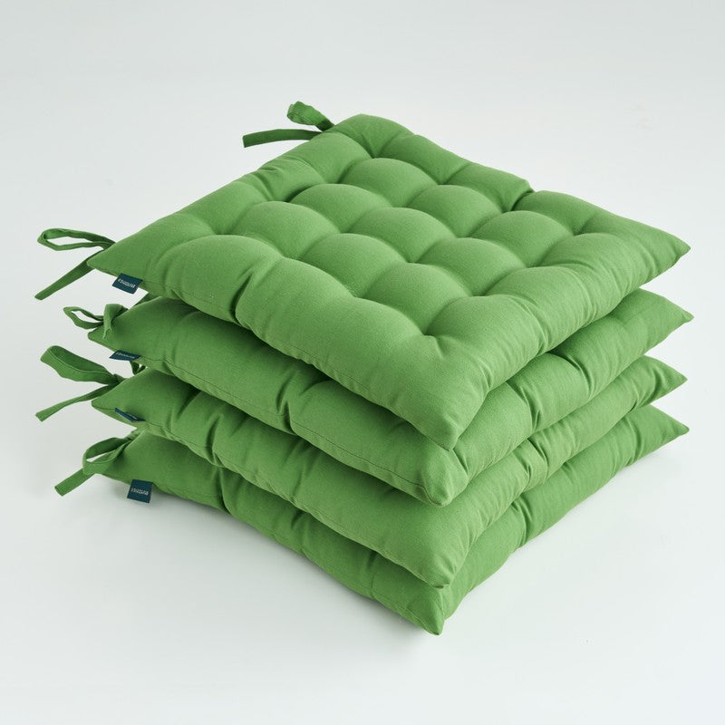 Savra Cotton Chair Pad (Light Green) - Set Of Four media 3