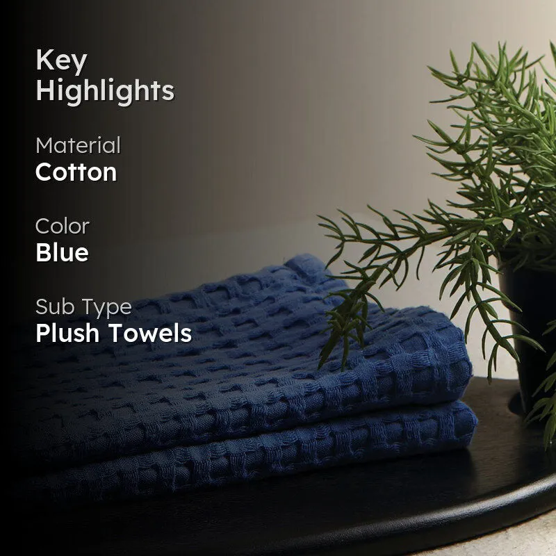 Alyssa Pebble Textured Waffle Towel Combo (Cobalt) - Four Piece Set media 2