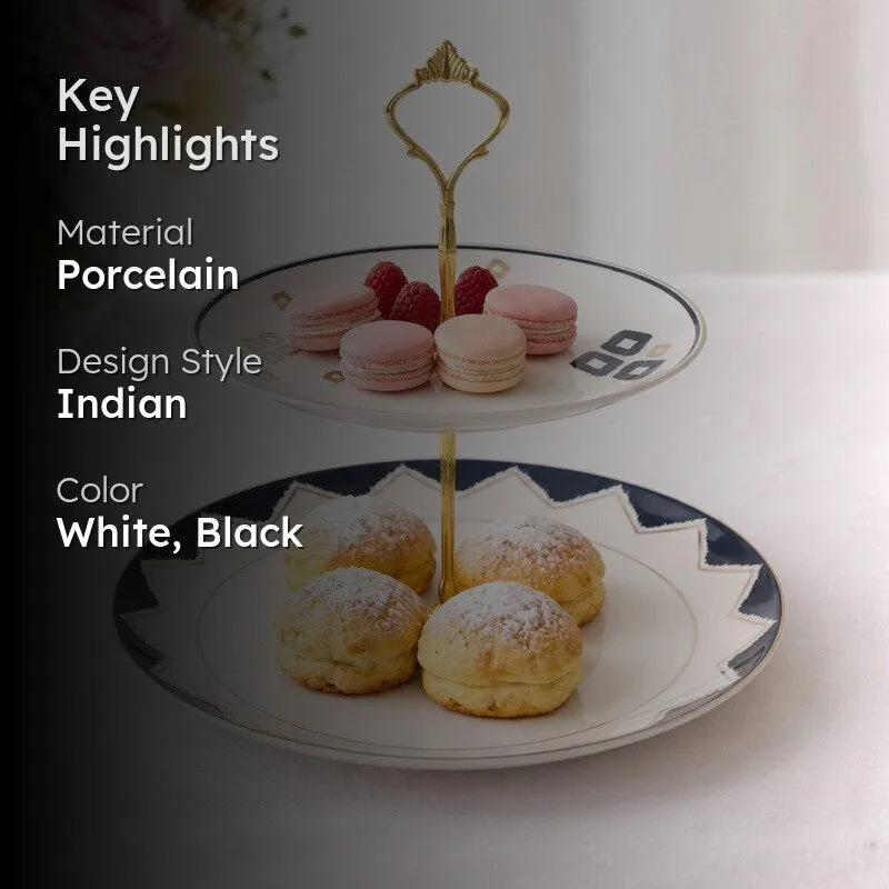 Classic Crown Cake Stand - White,Black media 2