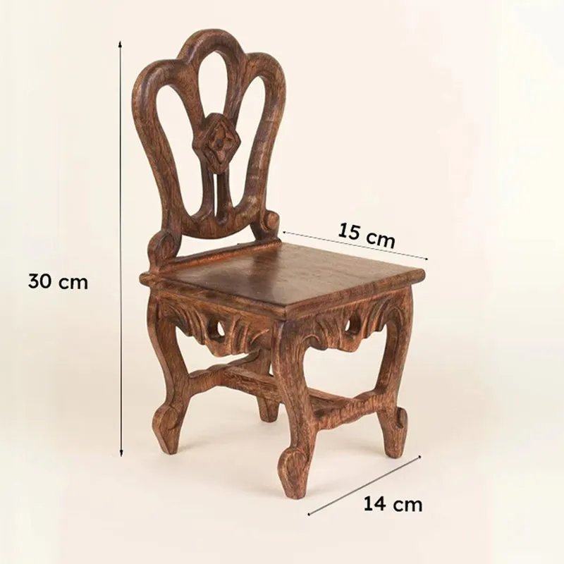 Alice Mini Chair Handcrafted Wooden Wall Shelf media 6
