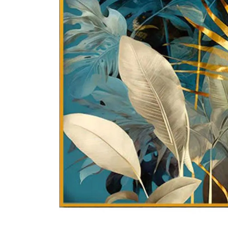 Moon & Velvet Floral Canvas Wall Art With Frame - Gold media 5