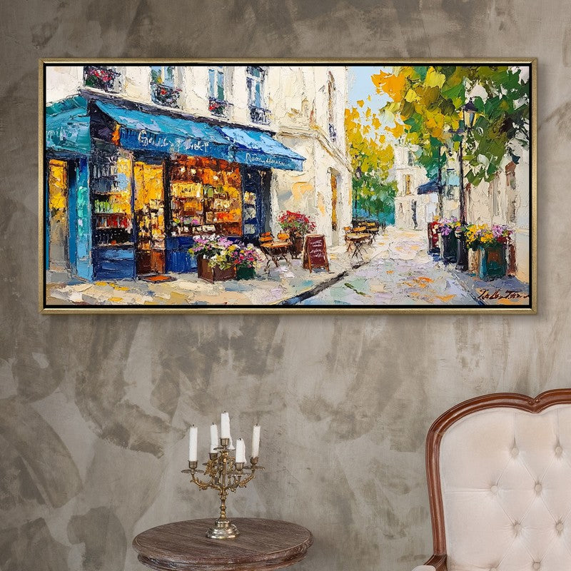 Indigo Alleys Canvas Wall Painting With Frame