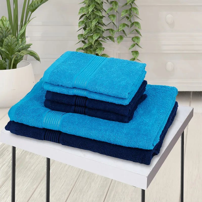 Eva Quick Dry Towel Combo (Light Blue & Dark Blue) - Six Piece Set media 1
